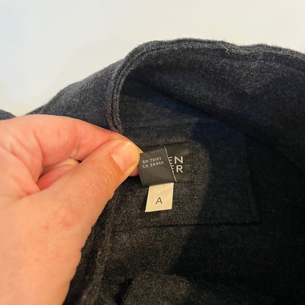 Eileen Fisher Womens Charcoal Gray Mock Neck Button Front Jacket Size M - Picture 14 of 14